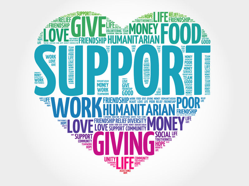 45100743 - support word cloud, heart concept